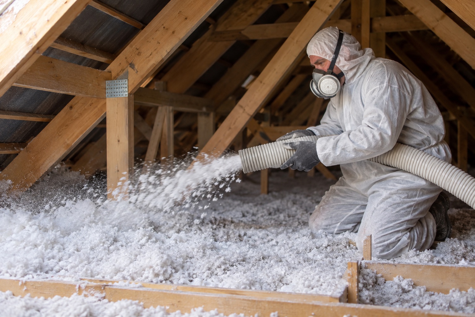 Soufflage d’isolant dans les combles perdus d’une maison